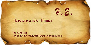 Havancsák Emma névjegykártya